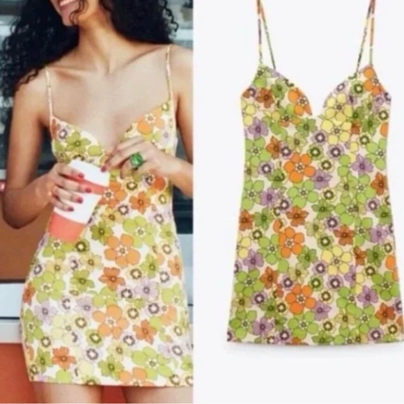 Zara Dresses & Skirts - Zara Floral Print Dress with Spaghetti Straps